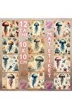 Deniz Anaları Vintage 12 Adet Scrapbook Bullet Journal Mat Planlayıcı Sticker Etiket Seti