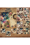 Night Dream Vintage 12 Adet Scrapbook Bullet Journal Mat Planlayıcı Sticker Etiket Seti