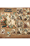 Eski Kitaplar Vintage 12 Adet Scrapbook Bullet Journal Mat Planlayıcı Sticker Etiket Seti