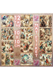 Fantastik Masal Karakterleri Vintage 12 Adet Scrapbook Bullet Journal Mat Sticker Etiket Seti