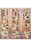 Japon Geyşalar Vintage 12 Adet Scrapbook Bullet Journal Mat Planlayıcı Sticker Etiket Seti