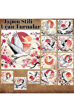 Japon Uçan Turnalar Vintage 12 Adet Scrapbook Bullet Journal Mat Planlayıcı Sticker Etiket Seti