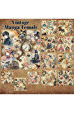 Manga Temalı Vintage 12 Adet Scrapbook Bullet Journal Mat Planlayıcı Sticker Etiket Seti