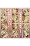 Müzik Temalı Vintage 12 Adet Scrapbook Bullet Journal Mat Planlayıcı Sticker Etiket Seti