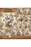 Orkideler Vintage 12 Adet Scrapbook Bullet Journal Mat Planlayıcı Sticker Etiket Seti