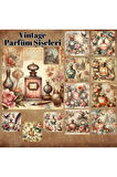 Parfüm Şişeleri Vintage 12 Adet Scrapbook Bullet Journal Mat Planlayıcı Sticker Etiket Seti