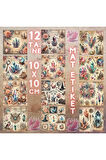 Sihirli Taşlar Kristaller Vintage 12 Adet Scrapbook Bullet Journal Mat Planlama Sticker Etiket Seti