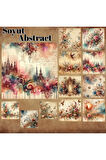 Soyut Abstract Çalışmalar Vintage 12 Adet Scrapbook Bullet Journal Mat Planlama Sticker Etiket Seti