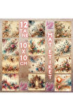 Soyut Abstract Çalışmalar Vintage 12 Adet Scrapbook Bullet Journal Mat Planlama Sticker Etiket Seti