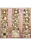 Ahşap Çerçeveler Kolaj Vintage 12 Adet Scrapbook Bullet Journal Mat Planlayıcı Sticker Etiket Seti