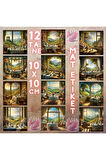 Pencere Önünde Çay Masası Vintage 12 Adet Scrapbook Bullet Journal Mat Planlayıcı Sticker Etiket Set