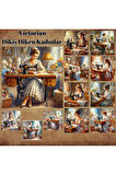 Dikiş Diken Kadınlar Vintage 12 Adet Scrapbook Bullet Journal Mat Planlayıcı Sticker Etiket Seti