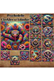 Psychedelic Çiçekler ve Yılanlar 12 Adet Scrapbook Bullet Journal Mat Planlayıcı Sticker Etiket Seti