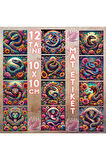 Psychedelic Çiçekler ve Yılanlar 12 Adet Scrapbook Bullet Journal Mat Planlayıcı Sticker Etiket Seti