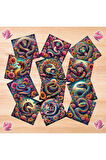 Psychedelic Çiçekler ve Yılanlar 12 Adet Scrapbook Bullet Journal Mat Planlayıcı Sticker Etiket Seti