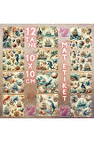 Okyanus Yaşamı Vintage 12 Adet Scrapbook Bullet Journal Mat Planlayıcı Sticker Etiket Seti