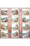 Deniz Kabukları ve Çiçekler Vintage 12 Adet Scrapbook Bullet Journal Mat Planlı Sticker Etiket Set
