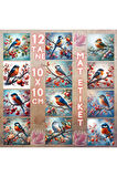 Dallarda Kuşlar Vintage 12 Adet Scrapbook Bullet Journal Mat Planlayıcı Sticker Etiket Seti
