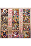 Çiçekler İçerisinde Kediler Vintage 12 Adet Scrapbook Bullet Journal Mat Planlı Sticker Etiket Seti