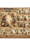 Steampunk Periler Vintage 12 Adet Scrapbook Bullet Journal Mat Planlayıcı Sticker Etiket Seti