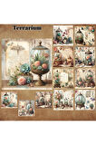 Terrarium Vintage 12 Adet Scrapbook Bullet Journal Mat Planlayıcı Sticker Etiket Seti