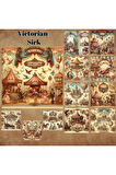 Victoria Dönemi Sirk Vintage 12 Adet Scrapbook Bullet Journal Mat Planlayıcı Sticker Etiket Seti