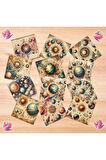 Güneş Sistemi Vintage 12 Adet Scrapbook Bullet Journal Mat Planlayıcı Sticker Etiket Seti