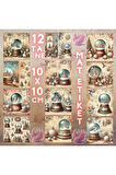 Kar Küreleri Vintage 12 Adet Scrapbook Bullet Journal Mat Planlayıcı Sticker Etiket Seti