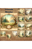 Ormanda İlkbahar Vintage 12 Adet Scrapbook Bullet Journal Mat Planlayıcı Sticker Etiket Seti