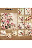 Sakuralar Vintage 12 Adet Scrapbook Bullet Journal Mat Planlayıcı Sticker Etiket Seti