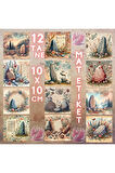 Rune Taşları Vintage 12 Adet Scrapbook Bullet Journal Mat Planlayıcı Sticker Etiket Seti