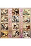 Yerde Kuru Kafalar Vintage 12 Adet Scrapbook Bullet Journal Mat Planlayıcı Sticker Etiket Seti