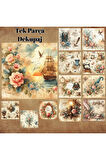 Tek Parça Dekupaj Vintage 12 Adet Scrapbook Bullet Journal Mat Planlayıcı Sticker Etiket Seti