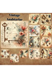 Anahtarlar Vintage 12 Adet Scrapbook Bullet Journal Mat Planlayıcı Sticker Etiket Seti