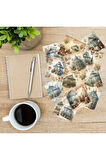 Cam Seralar Vintage 12 Adet Scrapbook Bullet Journal Mat Planlayıcı Sticker Etiket Seti
