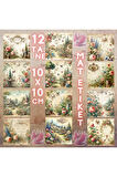 Çiçekli Bahçeler Vintage 12 Adet Scrapbook Bullet Journal Mat Planlayıcı Sticker Etiket Seti