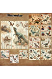 Dinozorlar Vintage 12 Adet Scrapbook Bullet Journal Mat Planlayıcı Sticker Etiket Seti