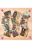 Kozmik Mantarlar Vintage 12 Adet Scrapbook Bullet Journal Mat Planlayıcı Sticker Etiket Seti