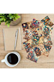 Kozmik Mantarlar Vintage 12 Adet Scrapbook Bullet Journal Mat Planlayıcı Sticker Etiket Seti