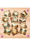 Ormanda Sonbahar Vintage 12 Adet Scrapbook Bullet Journal Mat Planlayıcı Sticker Etiket Seti