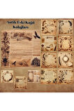 Antik Kağıtlar Kolaj Vintage 12 Adet Scrapbook Bullet Journal Mat Planlayıcı Sticker Etiket Seti