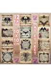 Gothic Temalı Müzik Kağıtları Vintage 12 Adet Scrapbook Bullet Journal Mat Planlayıcı Sticker Etiket