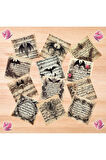 Gothic Temalı Müzik Kağıtları Vintage 12 Adet Scrapbook Bullet Journal Mat Planlayıcı Sticker Etiket
