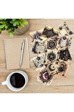 Gothic Yıldızlar Vintage 12 Adet Scrapbook Bullet Journal Mat Planlayıcı Sticker Etiket Seti