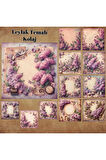 Leylak Temalı Kolaj Vintage 12 Adet Scrapbook Bullet Journal Mat Planlayıcı Sticker Etiket Seti
