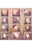 Leylak Temalı Kolaj Vintage 12 Adet Scrapbook Bullet Journal Mat Planlayıcı Sticker Etiket Seti