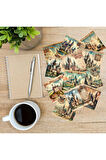 Orta Çağ Kaleleri Vintage 12 Adet Scrapbook Bullet Journal Mat Planlayıcı Sticker Etiket Seti