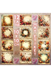 Sonbahar Çiçeklerinden Çerçeveler Vintage 12 Adet Scrapbook Bullet Journal Mat Planer Sticker Etiket