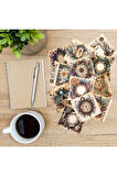 Tarot Tarzı Dekupaj Vintage 12 Adet Scrapbook Bullet Journal Mat Planlayıcı Sticker Etiket Seti