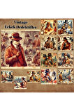 Erkek Dedektifler Vintage 12 Adet Scrapbook Bullet Journal Mat Planlayıcı Sticker Etiket Seti